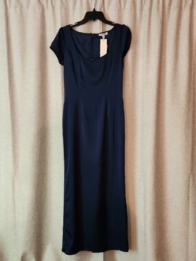 NWT Satin Maxi Dress In Navy